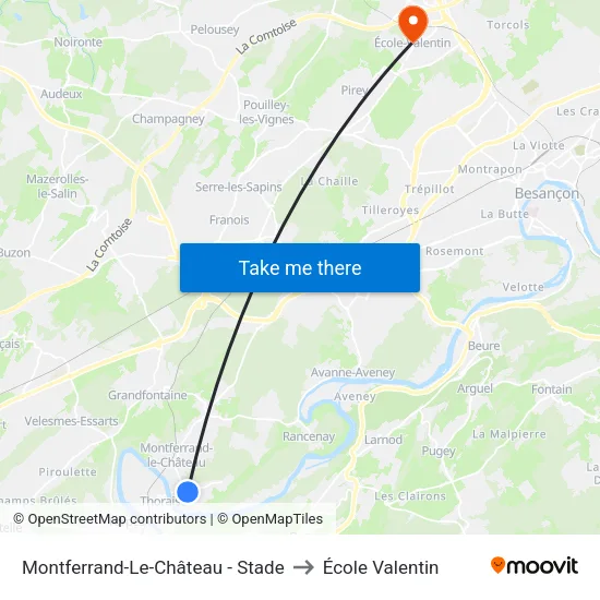 Montferrand-Le-Château - Stade to École Valentin map