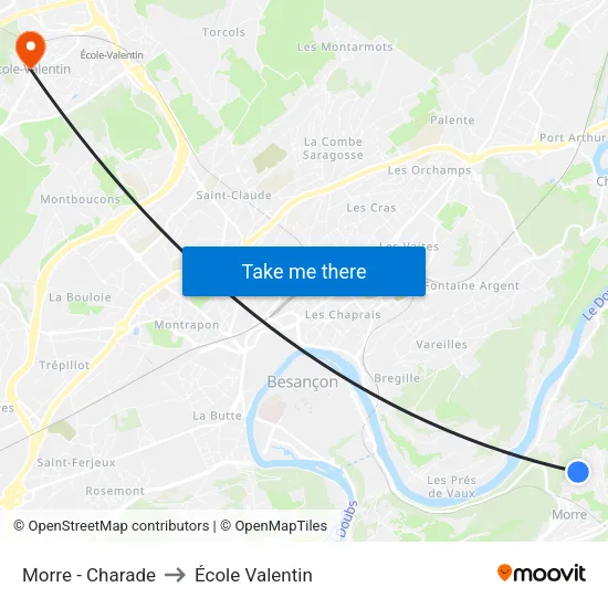Morre - Charade to École Valentin map