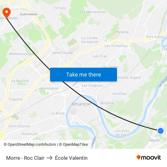 Morre - Roc Clair to École Valentin map