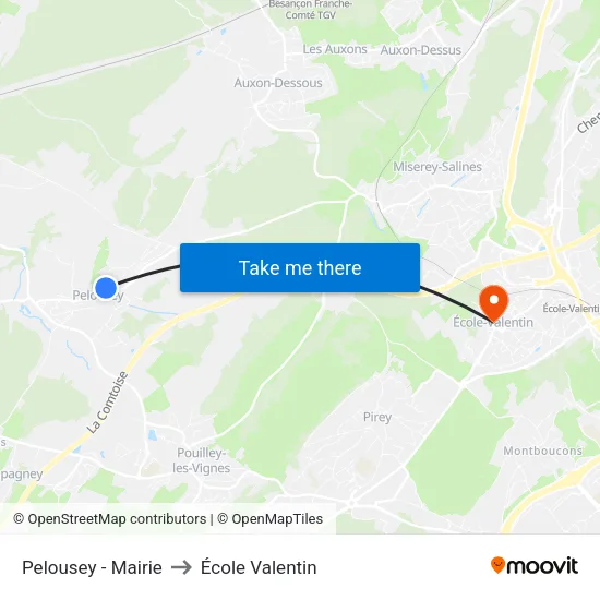 Pelousey - Mairie to École Valentin map