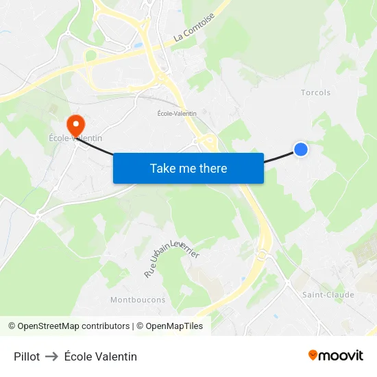 Pillot to École Valentin map