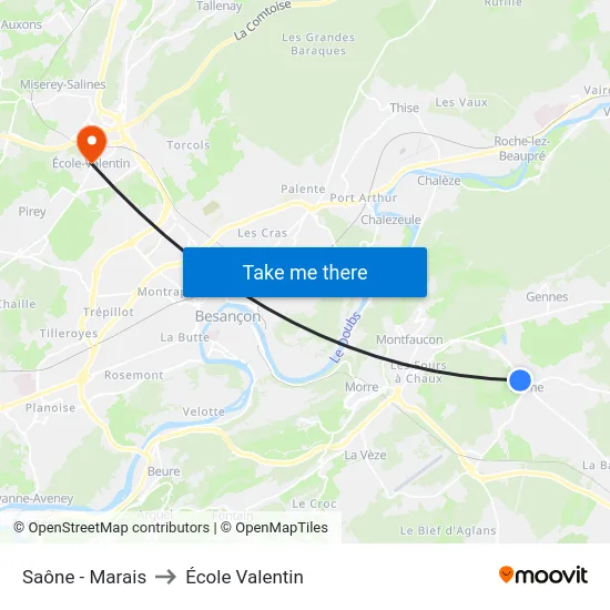 Saône - Marais to École Valentin map