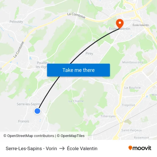 Serre-Les-Sapins - Vorin to École Valentin map