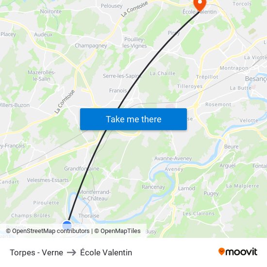 Torpes - Verne to École Valentin map