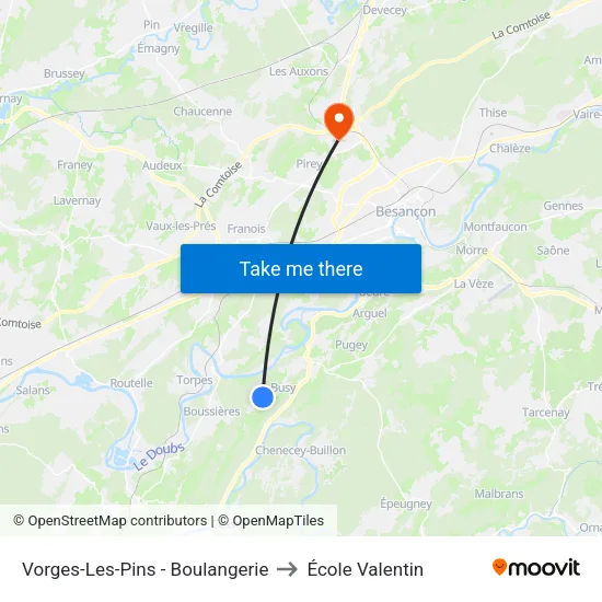 Vorges-Les-Pins - Boulangerie to École Valentin map