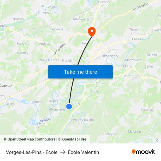 Vorges-Les-Pins - Ecole to École Valentin map