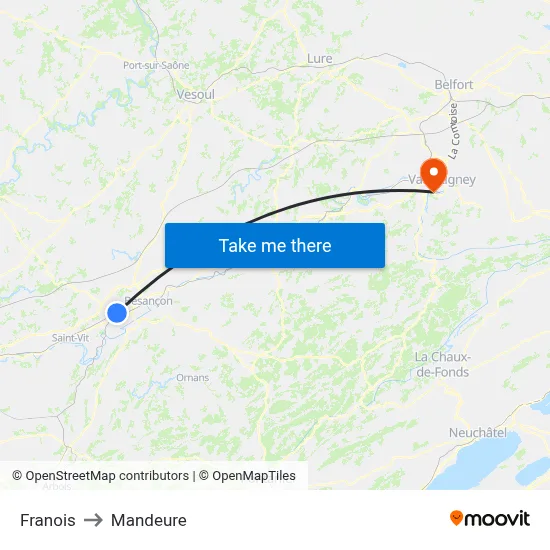 Franois to Mandeure map