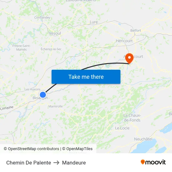 Chemin De Palente to Mandeure map