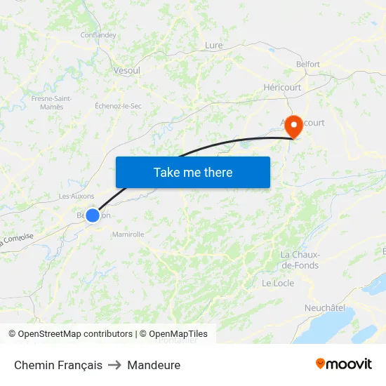 Chemin Français to Mandeure map