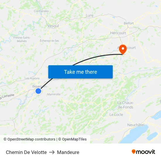 Chemin De Velotte to Mandeure map