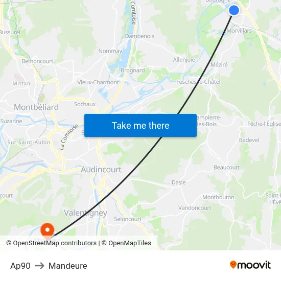 Ap90 to Mandeure map