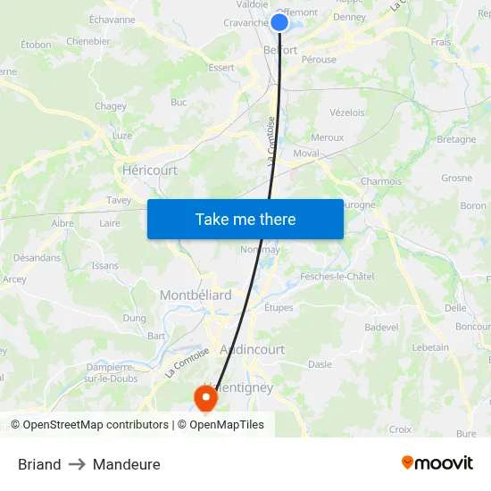 Briand to Mandeure map