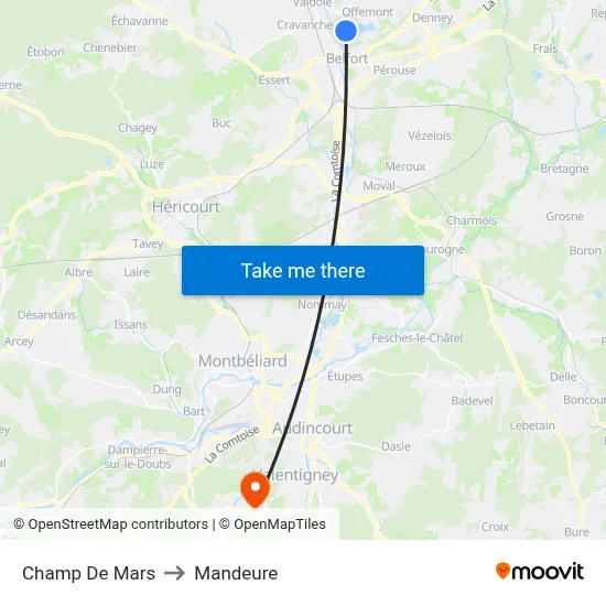 Champ De Mars to Mandeure map