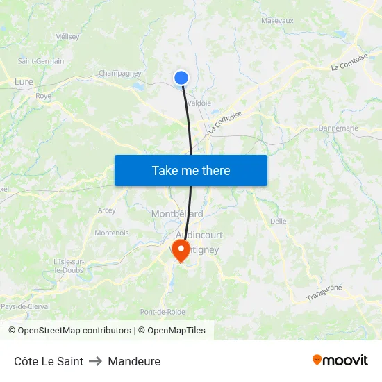 Côte Le Saint to Mandeure map