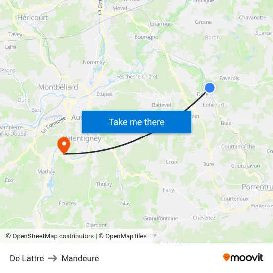 De Lattre to Mandeure map