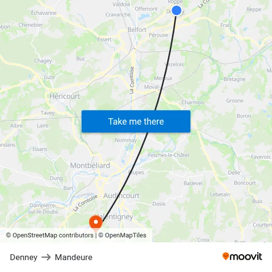 Denney to Mandeure map