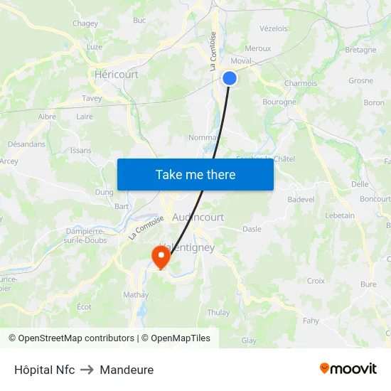 Hôpital Nfc to Mandeure map