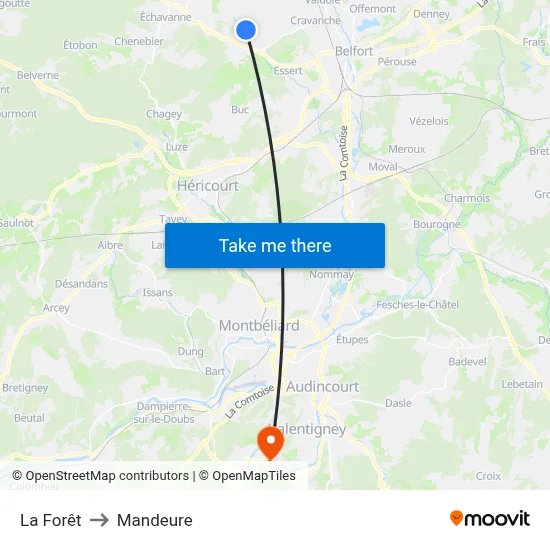 La Forêt to Mandeure map