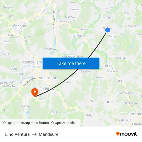 Lino Ventura to Mandeure map