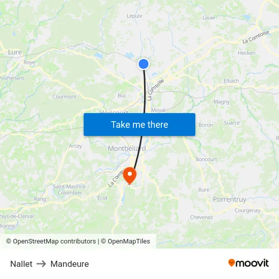 Nallet to Mandeure map
