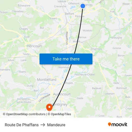 Route De Phaffans to Mandeure map