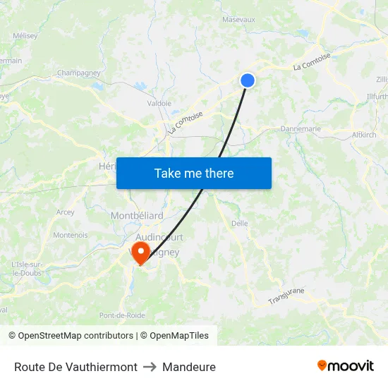 Route De Vauthiermont to Mandeure map