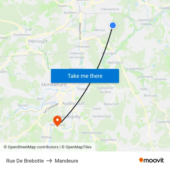 Rue De Brebotte to Mandeure map