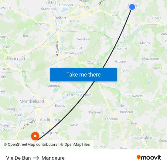 Vie De Ban to Mandeure map