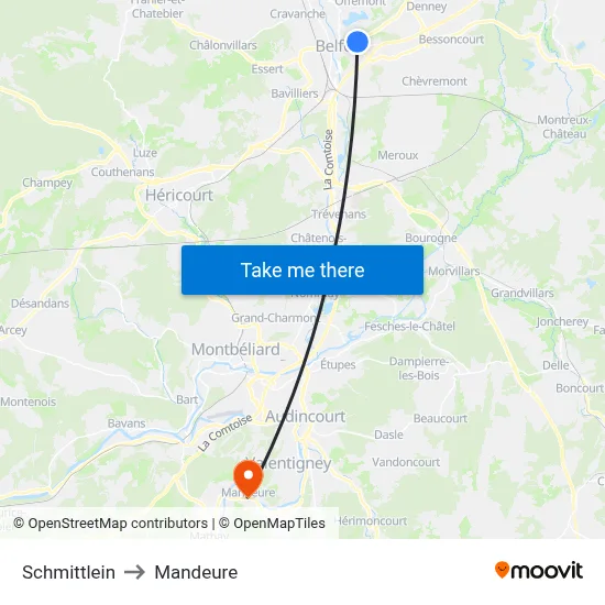 Schmittlein to Mandeure map