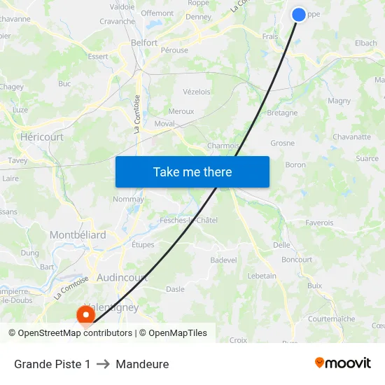 Grande Piste 1 to Mandeure map