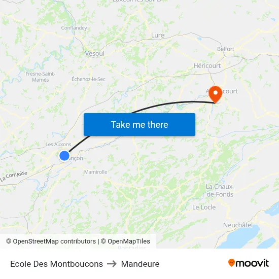Ecole Des Montboucons to Mandeure map