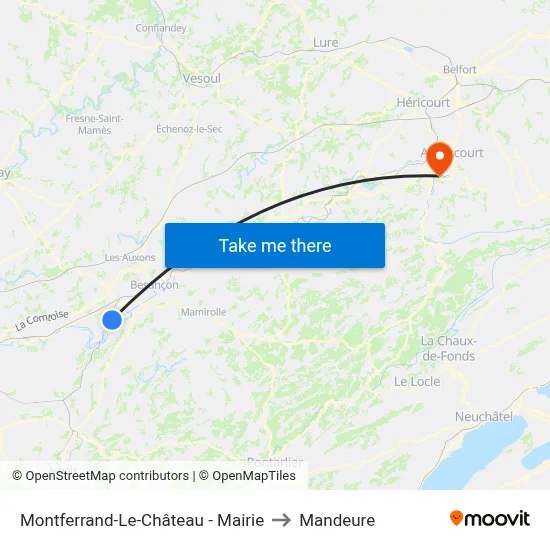 Montferrand-Le-Château - Mairie to Mandeure map