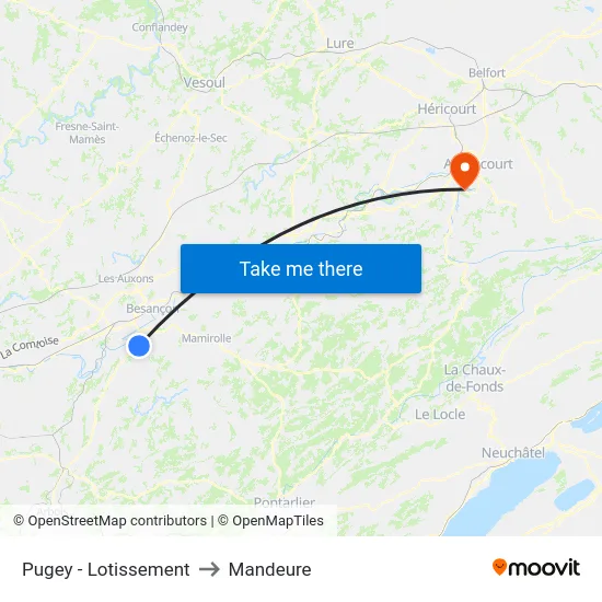 Pugey - Lotissement to Mandeure map