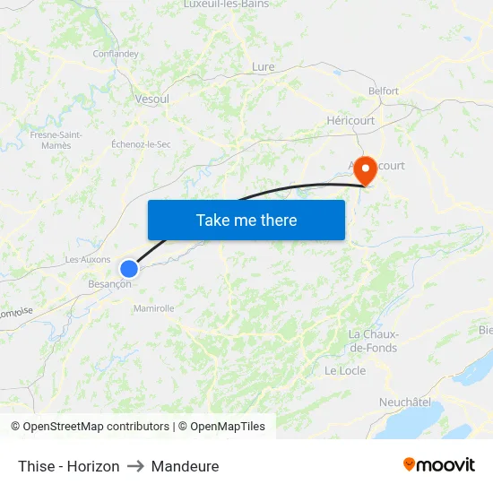 Thise - Horizon to Mandeure map