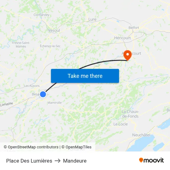 Place Des Lumières to Mandeure map