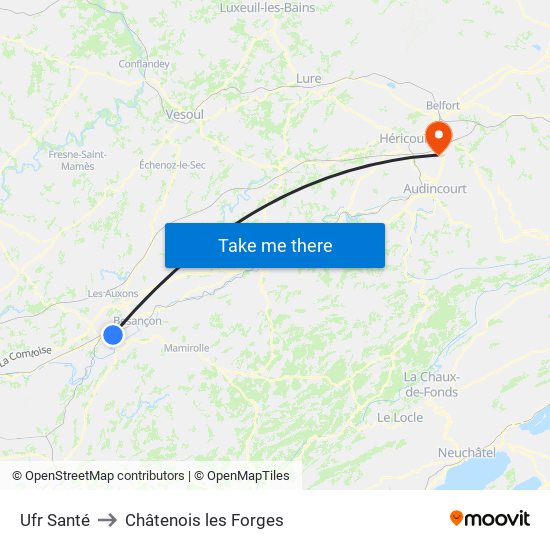 Ufr Santé to Châtenois les Forges map