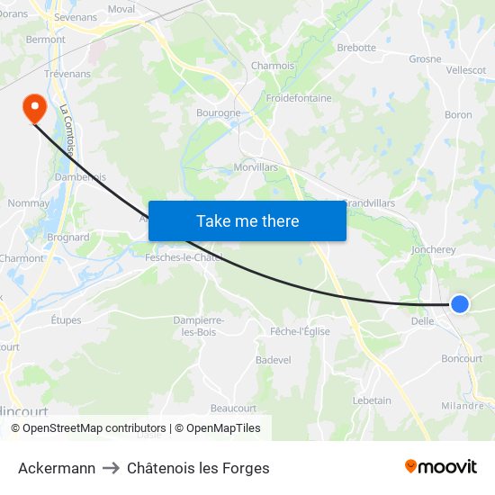 Ackermann to Châtenois les Forges map