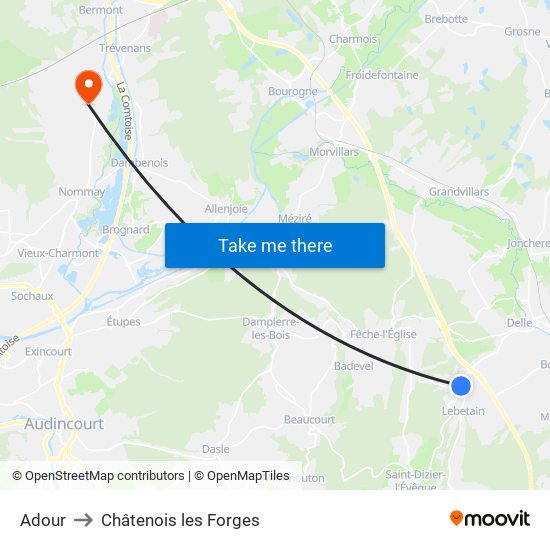 Adour to Châtenois les Forges map