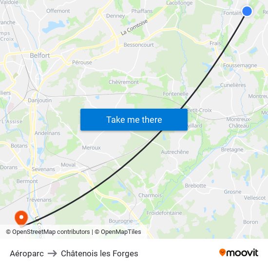 Aéroparc to Châtenois les Forges map