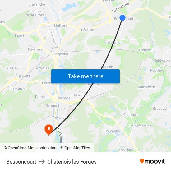 Bessoncourt to Châtenois les Forges map