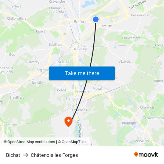 Bichat to Châtenois les Forges map