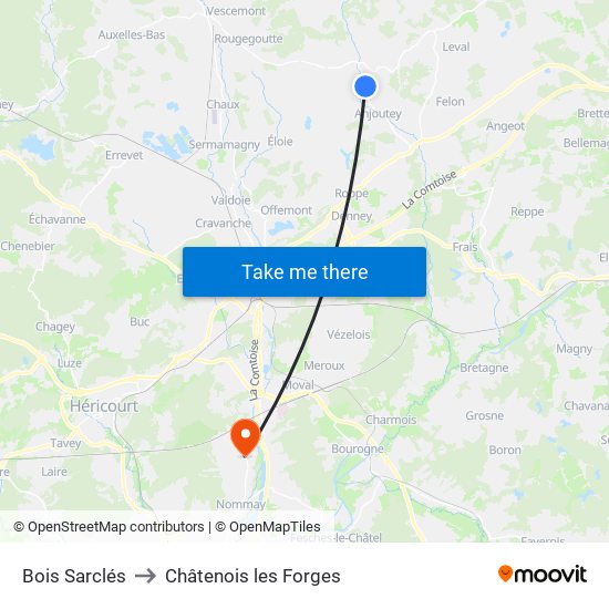 Bois Sarclés to Châtenois les Forges map