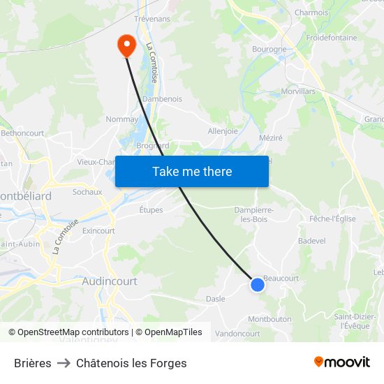 Brières to Châtenois les Forges map