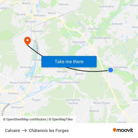 Calvaire to Châtenois les Forges map