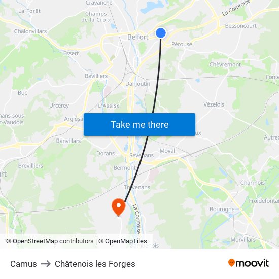 Camus to Châtenois les Forges map