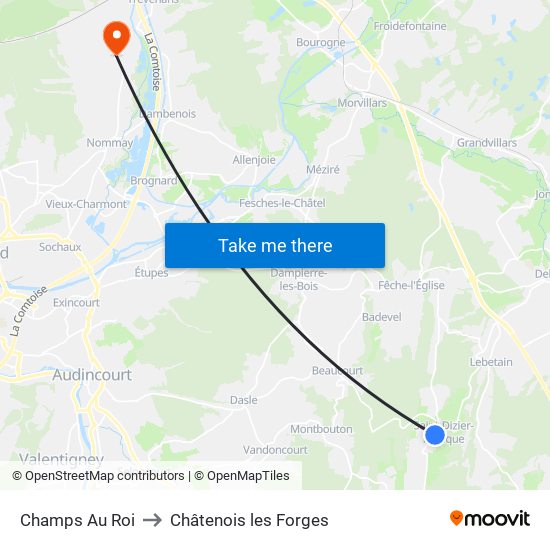 Champs Au Roi to Châtenois les Forges map