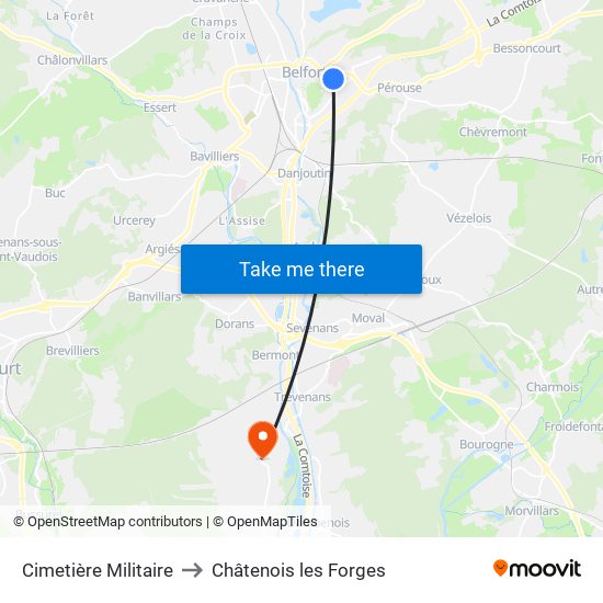 Cimetière Militaire to Châtenois les Forges map