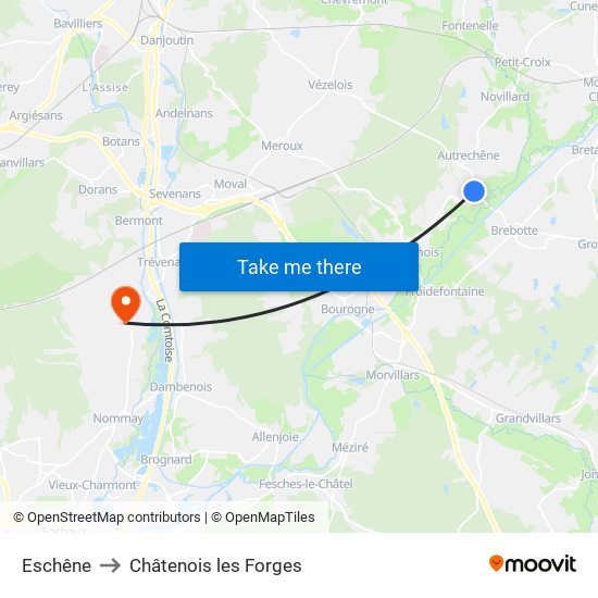 Eschêne to Châtenois les Forges map