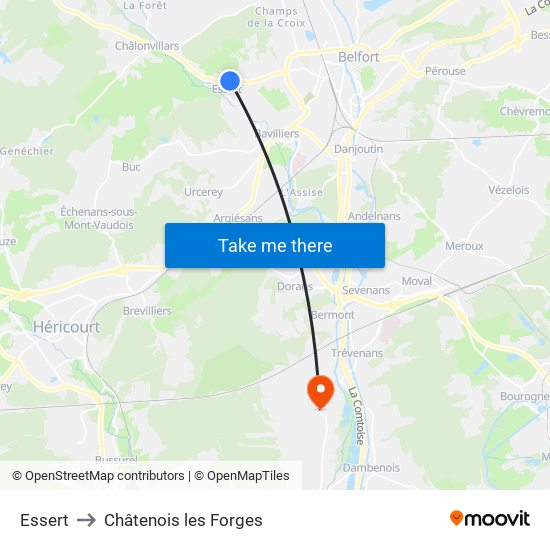 Essert to Châtenois les Forges map