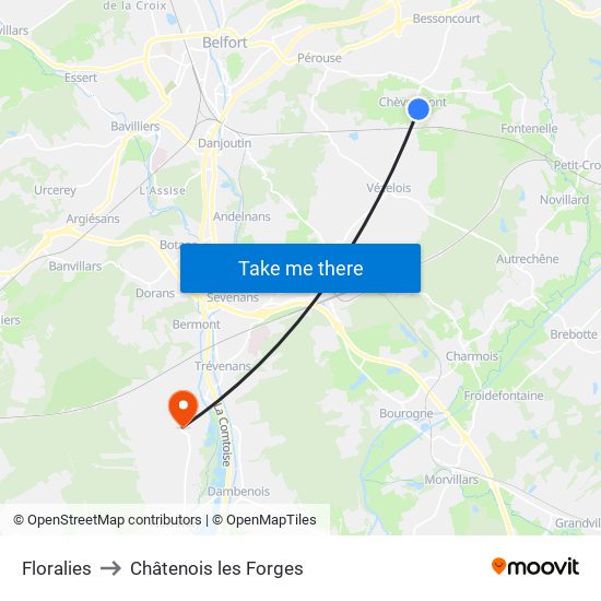 Floralies to Châtenois les Forges map